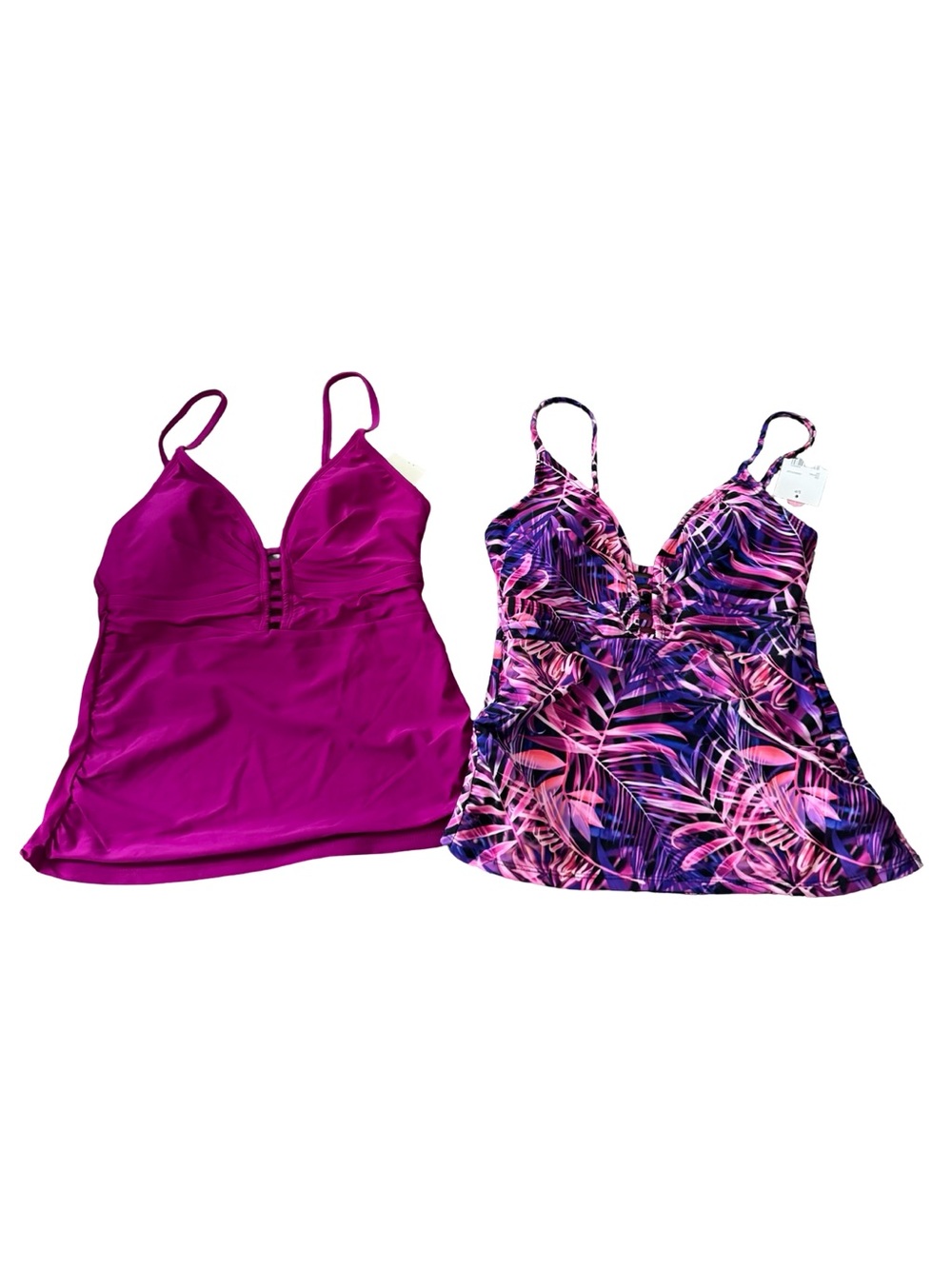 Lot of 2 George Women’s Magenta Tankini Swim Tops Size S/P‎ V-Neck NWT Nylon